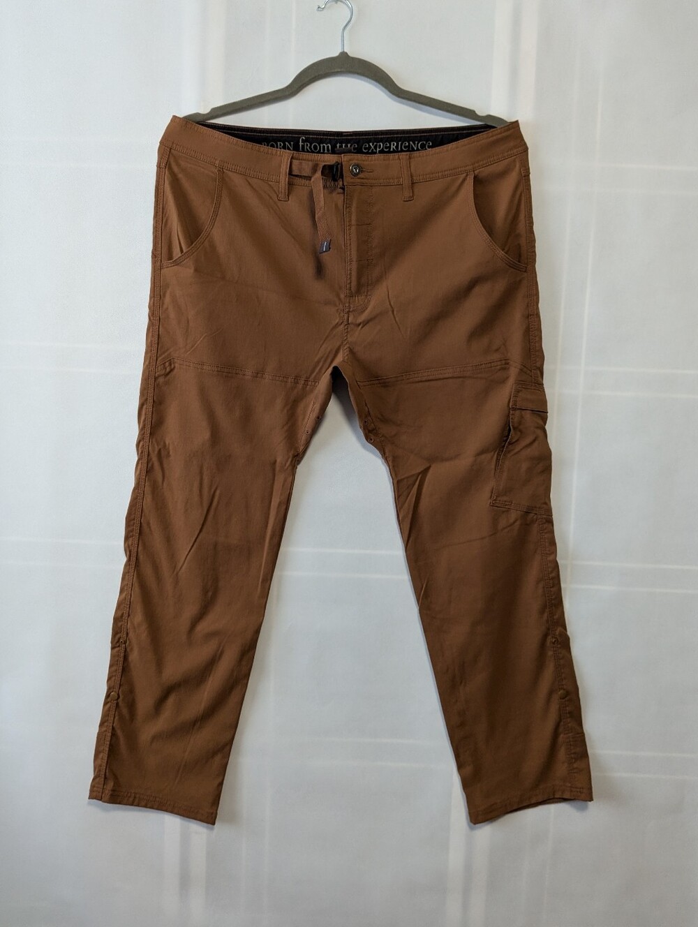 PrAna Men's Straight Fit Stretch Zion Sephia Brown Belted Size 40x30
